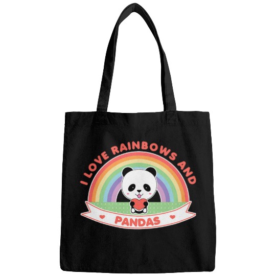 Panda Pet I Love Rainbows and Pandas Cute Anime Panda kawaii Bags