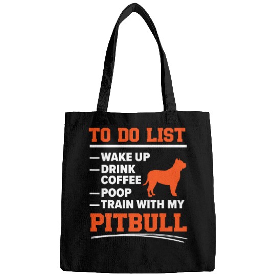 Coffee Fun Wake Up Drink Coffee Poop Train With My Pitbull Dog Lover Bags