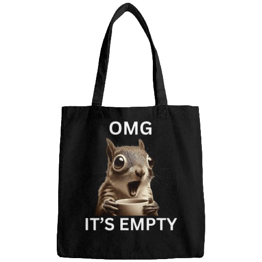 Coffee Fun OMG It s Empty Coffee Surprised Squirrel funny humor Bags