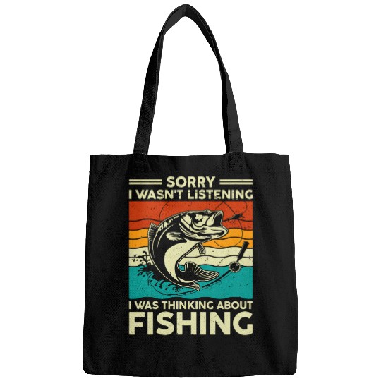 Fishing Tee Men Women Trout Bass Fisherman Funny Dad Husband Bags