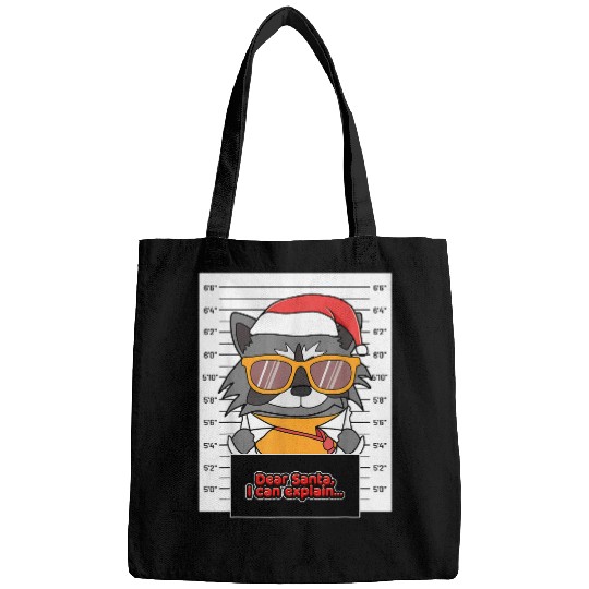 Raccoon Pet Dear Santa I Can Explain Raccoon Criminal Christmas 1 Bags