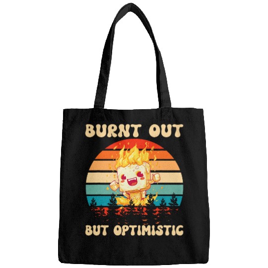 Burnt Out But Optimistic Funny Marshmallow Retro Camping 7 Bags