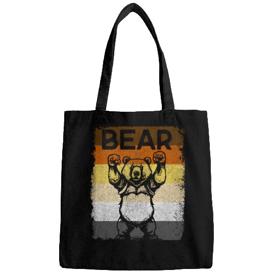 Bear Pet Bear Brotherhood Pride Flag Bear silhouette LGBT design Bags