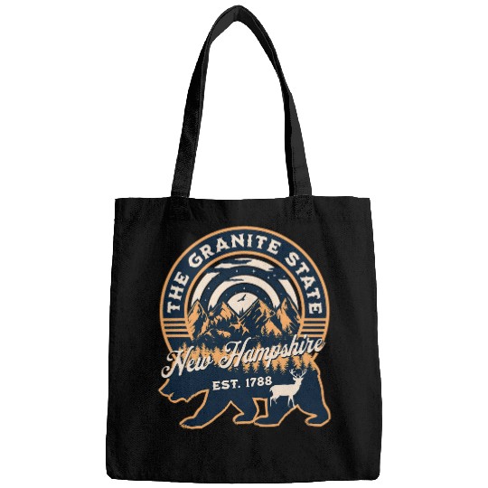 Bear Pet New Hampshire Souvenir Bear Deer Est 1788 Retro for Adults Bags