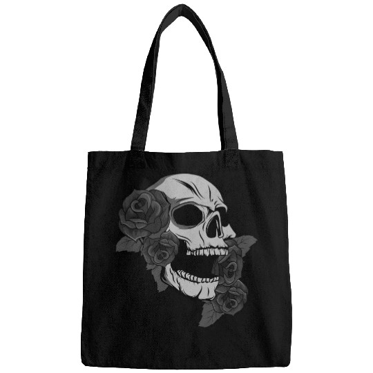 Black Skull Roses Dark Magic Viking Aesthetic Goth Gothic Bags