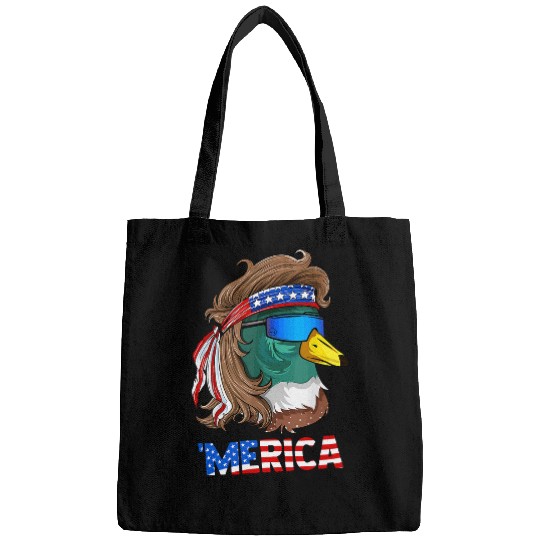 Duck Pet Funny Mallard Green Head Duck American Flag Duck Hunting Bags