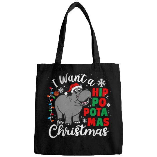 Hippo Pet I Want A Hippopotamus For Christmas Pajama Funny Xmas Bags