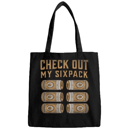 Check Out my Sixpack Canned Beer funny Beer Statement Bags