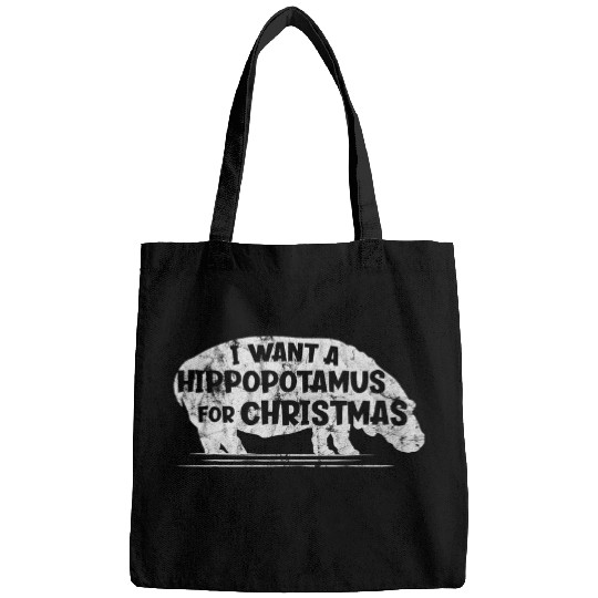 Hippo Pet I Want A Hippopotamus For Christmas Hippo Graphic Holiday Bags