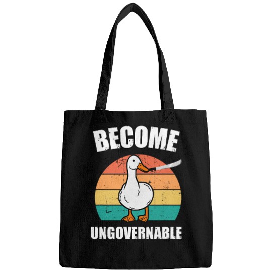 Duck Pet Become Ungovernable Meme Funny Duck Meme Retro Vintage Bags