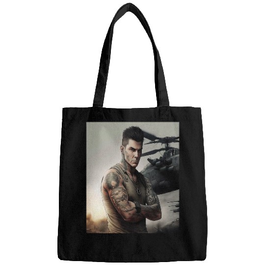 Attractive Tattooed Military Man Ready For Deployment Art 9 Bags
