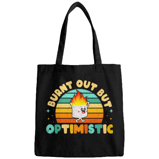 Burnt Out But Optimistic Funny Marshmallow Retro Camping 13 Bags