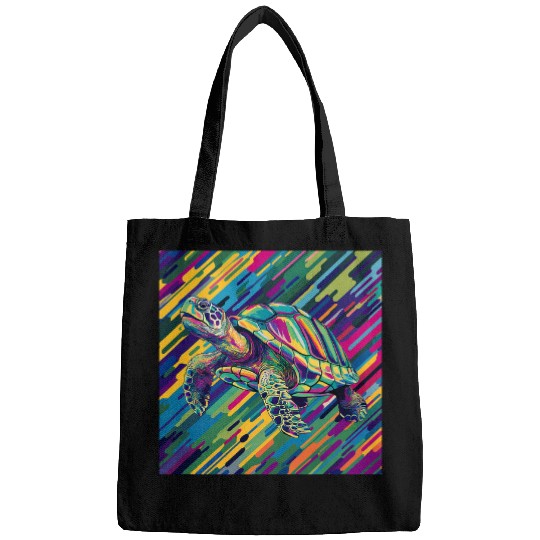 Turtle Pet Abstract Turtle Rainbow Illustration Bags