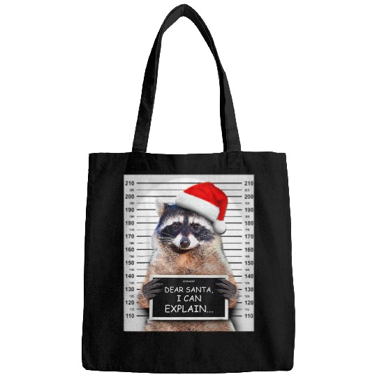 Raccoon Pet Dear Santa I Can Explain Funny Christmas Raccoon Bags