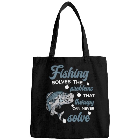 Fishing Solves The Problems Funny Striped Bass Fish for Men Bags