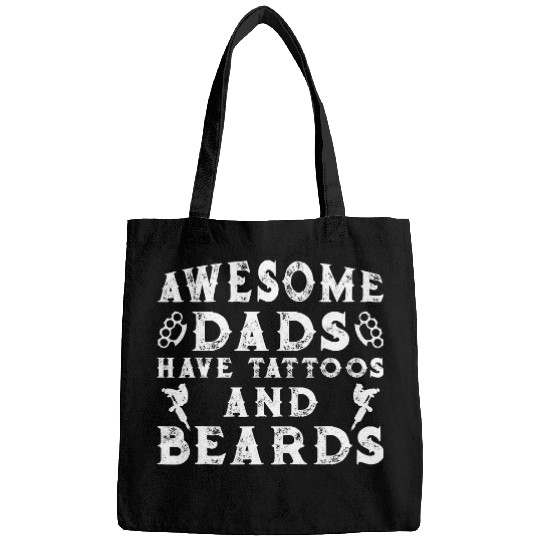 Awesome Dads Have Tattoos And Beards Funny Husband Boyfriend Bags