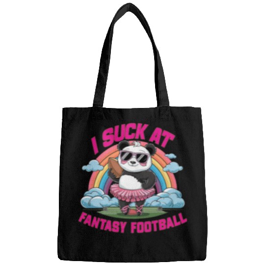 Panda Pet I Suck At Fantasy Football Funny Panda Rainbow Pink Loser Bags