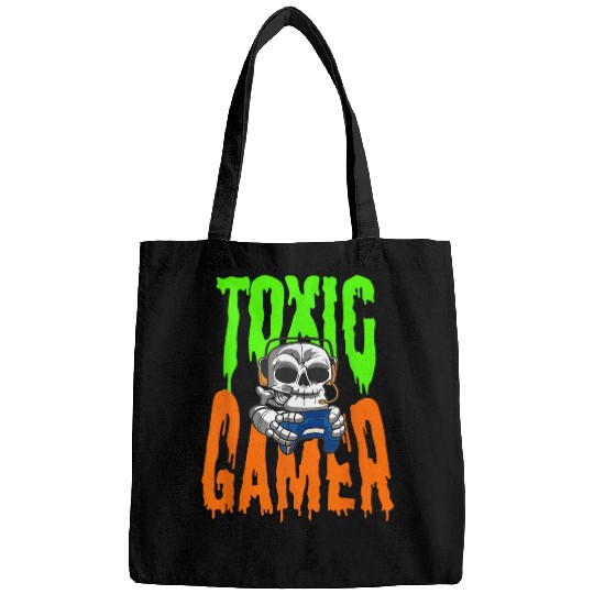 Funny Halloween Deadass Toxic Gamer Gaming Controller Skull Bags