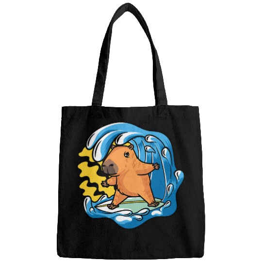 capybaras Pet Rodent Beach Surfing Waves Ocean Surfer Bags