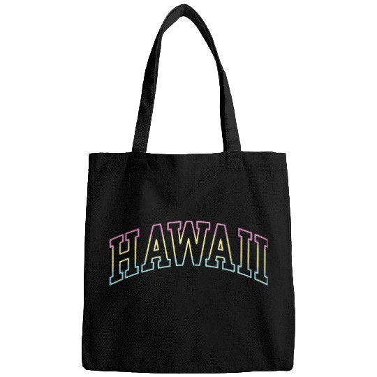 Hawaii HI Rainbow Varsity Cool Hawaiian Simple Letter Tee Bags