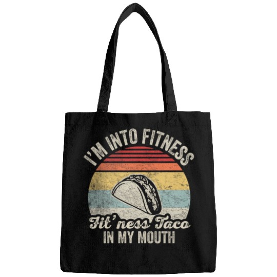 Fitness Taco Funny Retro Humorous Gym Sarcastic Taco Bags