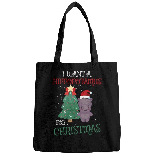 Hippo Pet I want a Hippopotamus for Christmas Hippo Holidays Farm Tree Bags