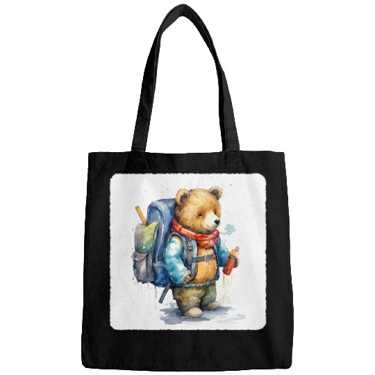 Bear With A Backpack Bear Wearing Hiking Backpack Animal 1 Bags
