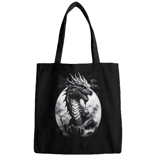 Black Dragon Red Eyes Tattoo Mythical Dragon Lovers Bags