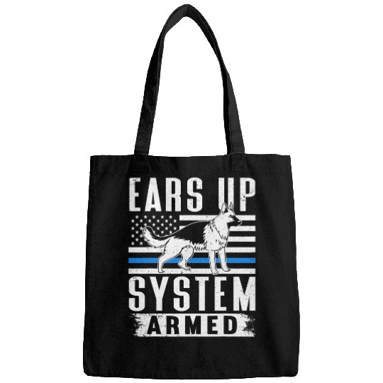 K9 Police Officer Dog blue line American flag Bags