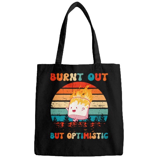 Burnt Out But Optimistic Funny Marshmallow Retro Camping 4 Bags