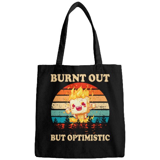 Burnt Out But Optimistic Funny Marshmallow Retro Camping 5 Bags
