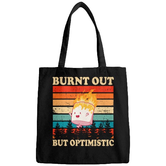 Burnt Out But Optimistic Marshmallow Retro Sunset Camping Bags