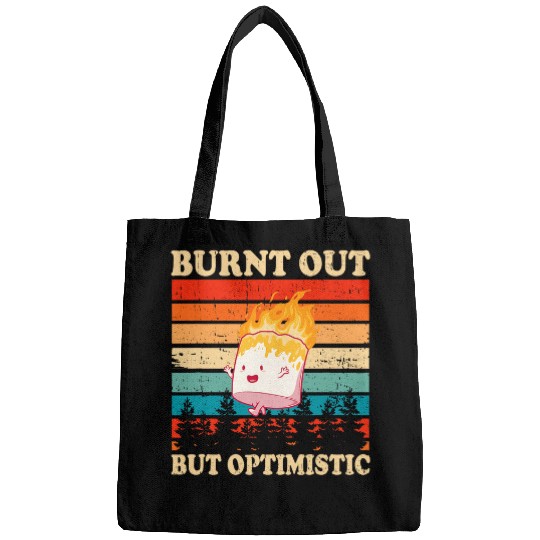 Burnt Out But Optimistic Marshmallow Retro Sunset Camping Bags