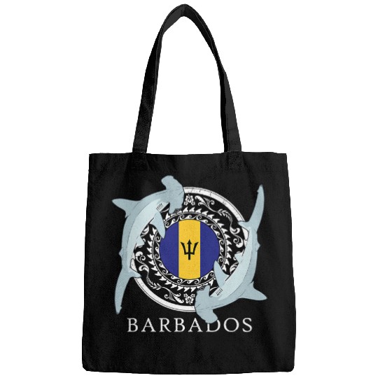 Hammerhead Shark Diving Flag of Barbados Bags
