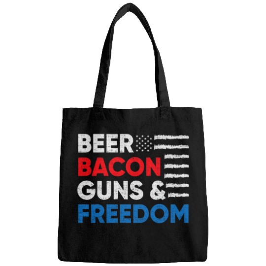Beer Fun Beer Bacons Guns And Freedom 4th Of July For Soldiers Bags