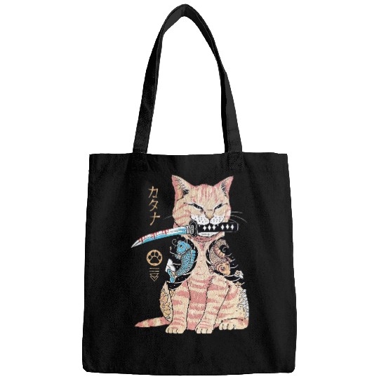 Funny Yakuza Cat Japanese Tattoo swords I Do What I Want Cat Bags