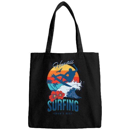 Chuns Reef Hawaii Surf Hibiscus Flower Beach Sunset Lover Bags