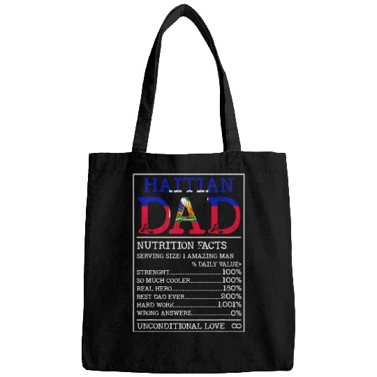 Haitian Dad Nutrition Facts Funny Haiti Fathers Day Apparel Bags