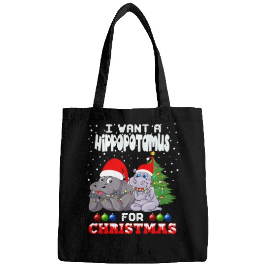 Hippo Pet I Want A Hippopotamus For Christmas Tee xmass Hippo 4 Bags