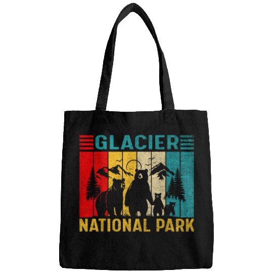 Bear Pet Glacier National Park Grizzly Bear Family Retro Bags