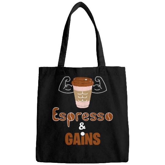 Coffee Fun Espresso Gains Coffee For Muscle Mommy Gym Bro Graphic Tee Bags