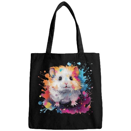 Hamster Pet Colorful Splash Art Cute Winter White Hamster Lover Bags