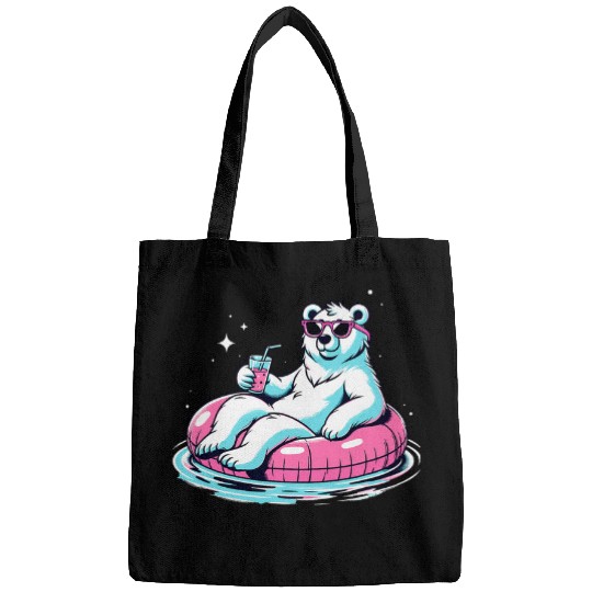 Bear Pet Pool Party White Bear Pink Float Men Women Kids Funny Bear 3 Bags