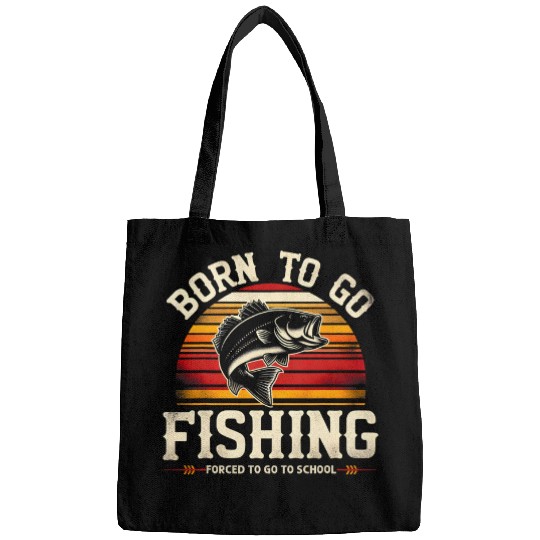 Funny Born To Go Fishing Bass Fish Fisherman Boys Kids 7 Bags