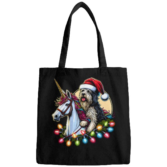 Christmas Lights Spinone Italiano Dog Riding Unicorn Bags
