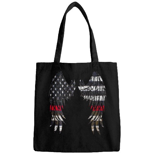 Firefighter Job Flag Distressed Angel Wings Bags