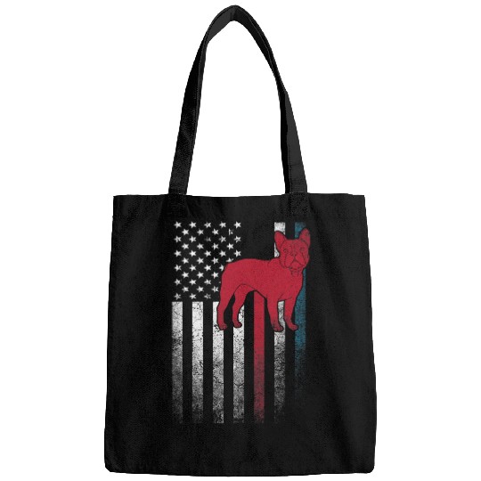 Dog French Bulldog 4th of July American Flag USA America Bags