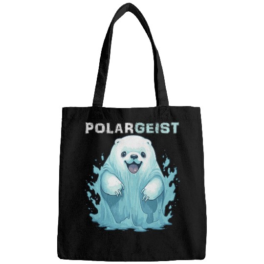 Funny Polar Bear Halloween Poltergeist ghosts Pun Item Bags