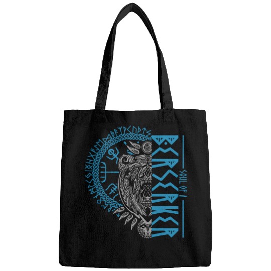 Bear Pet Berserker Bear Viking Warrior Runes Compass Vegvisir Design Bags