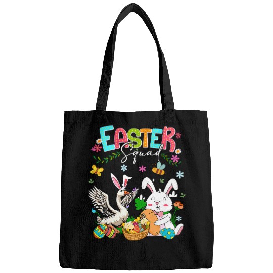 Happy Easter Bunny Goose Hunting Eggs Basket Farmer Kids Bags
